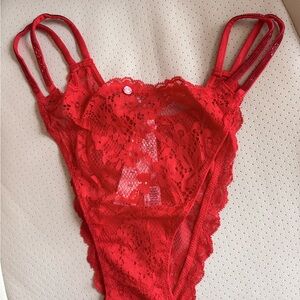 Victoria’s Secert Dream Angel Red Twinkle Lace Strap Brazilian Panty L